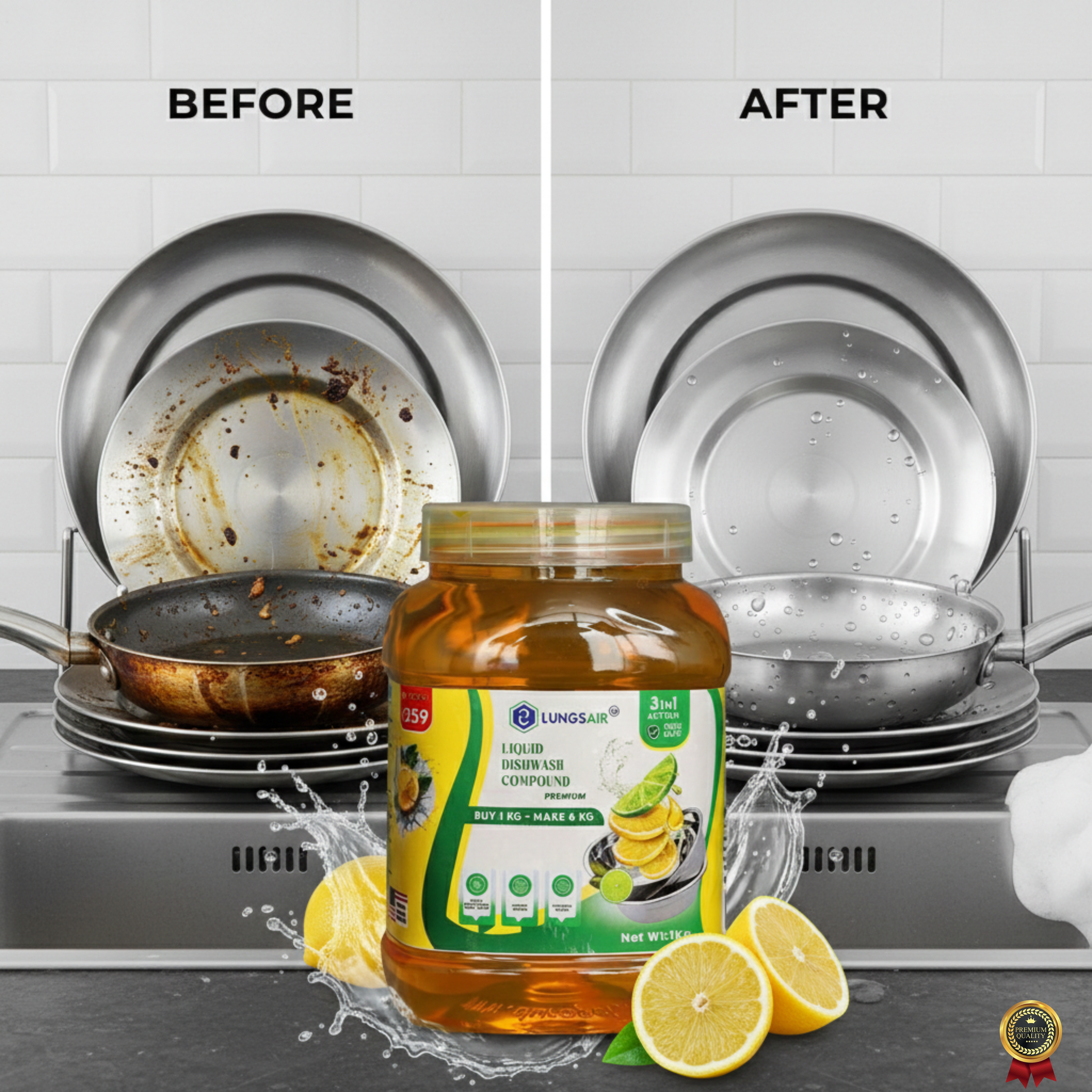 LUNGS AIR Dishwash Liquid Compound | Lemon