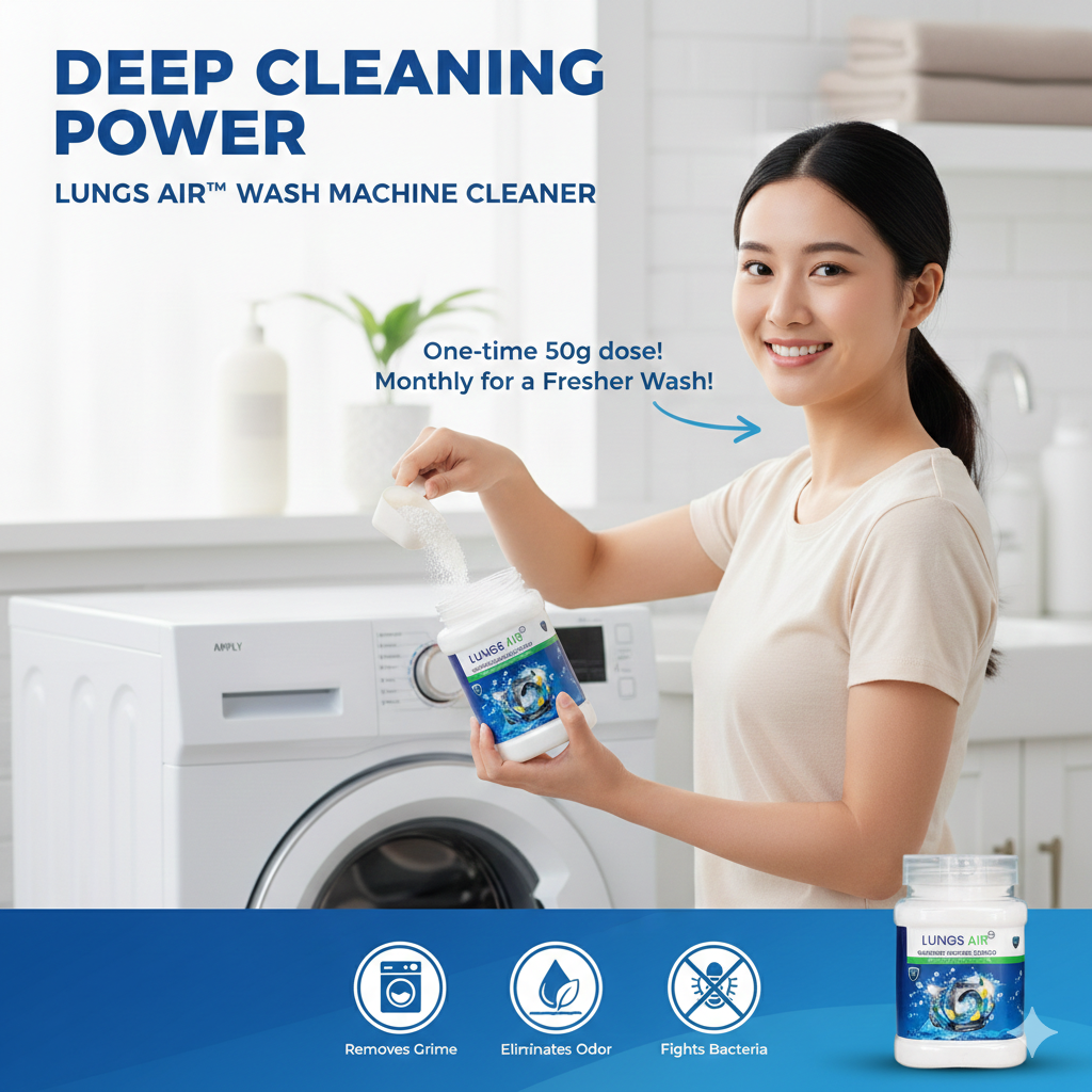 LUNGS AIR Washing Machine Deep Cleaning Powder | Lemon