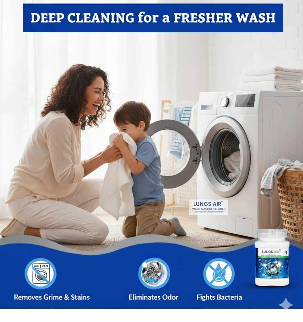 LUNGS AIR Washing Machine Deep Cleaning Powder | Lemon