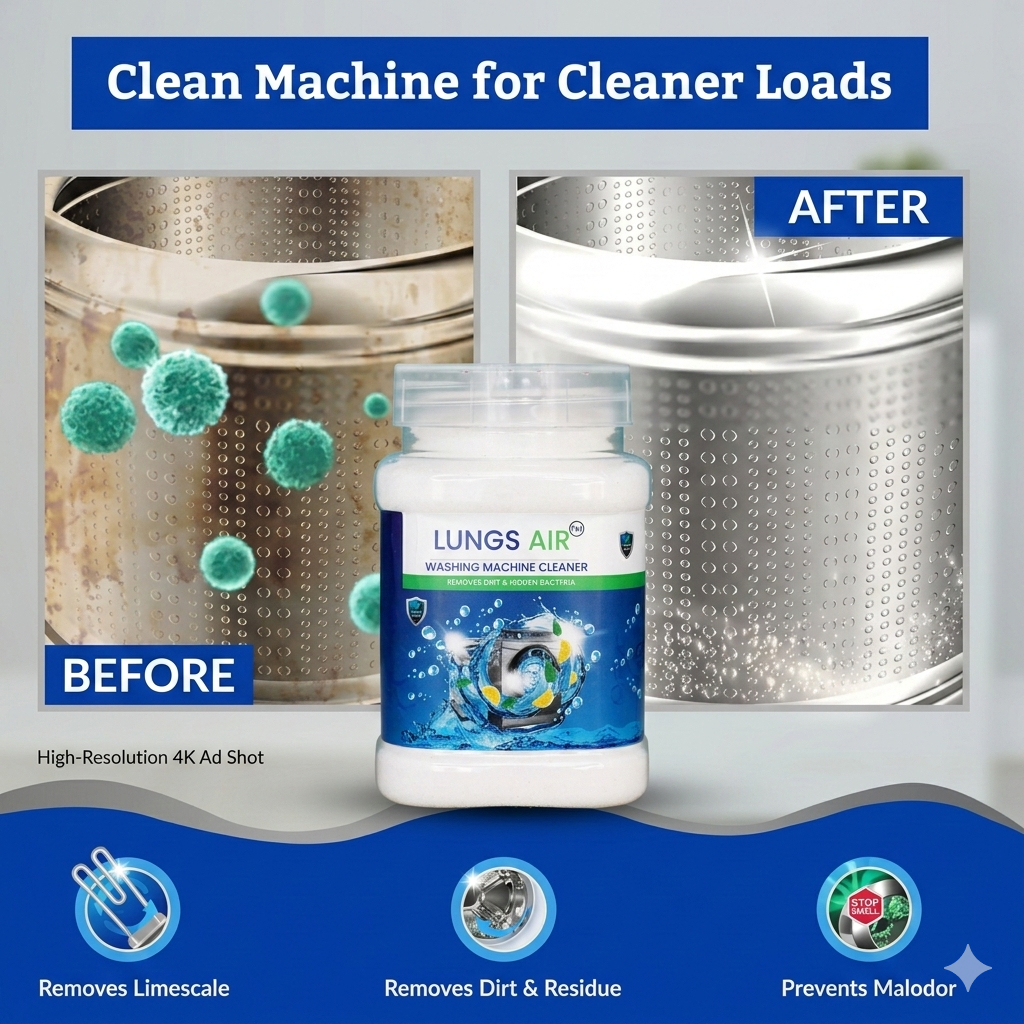 LUNGS AIR Washing Machine Deep Cleaning Powder | Lemon