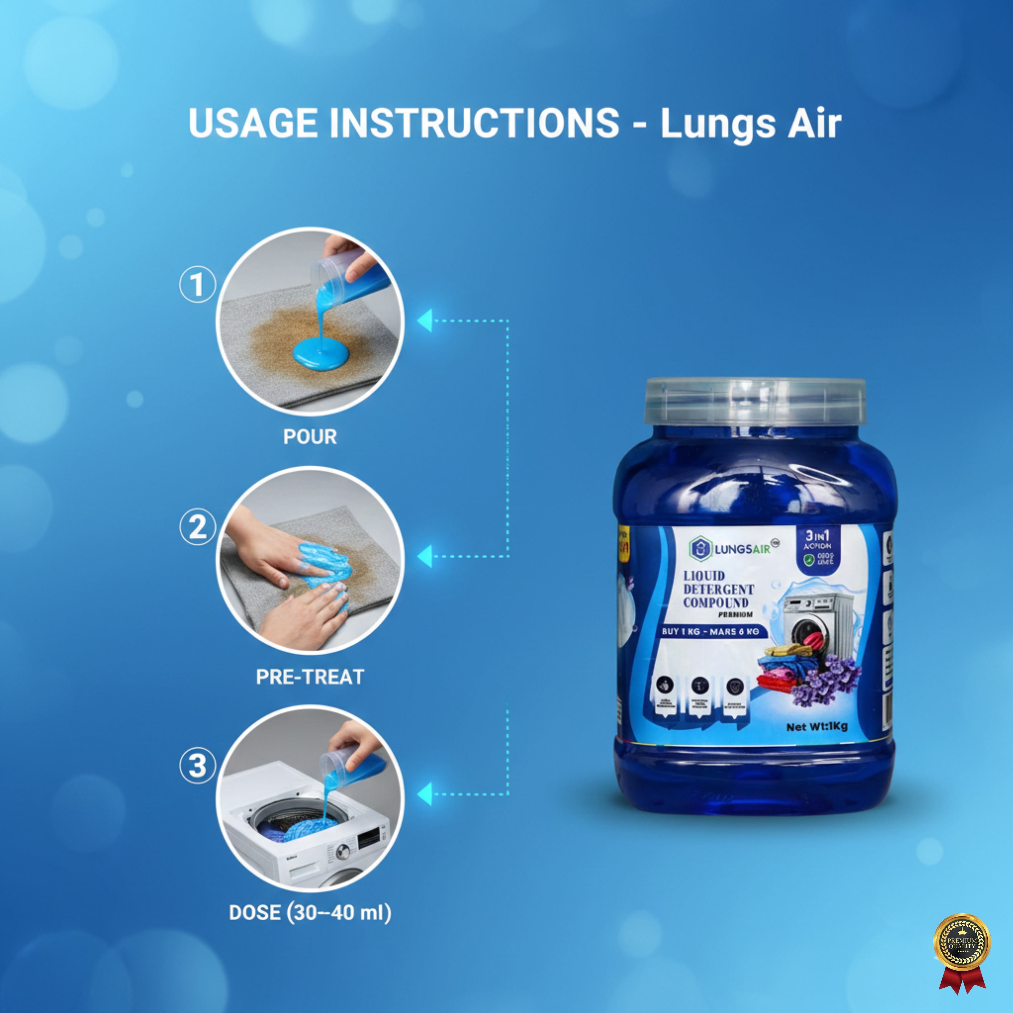 LUNGS AIR Detergent Liquid Compound | Blue