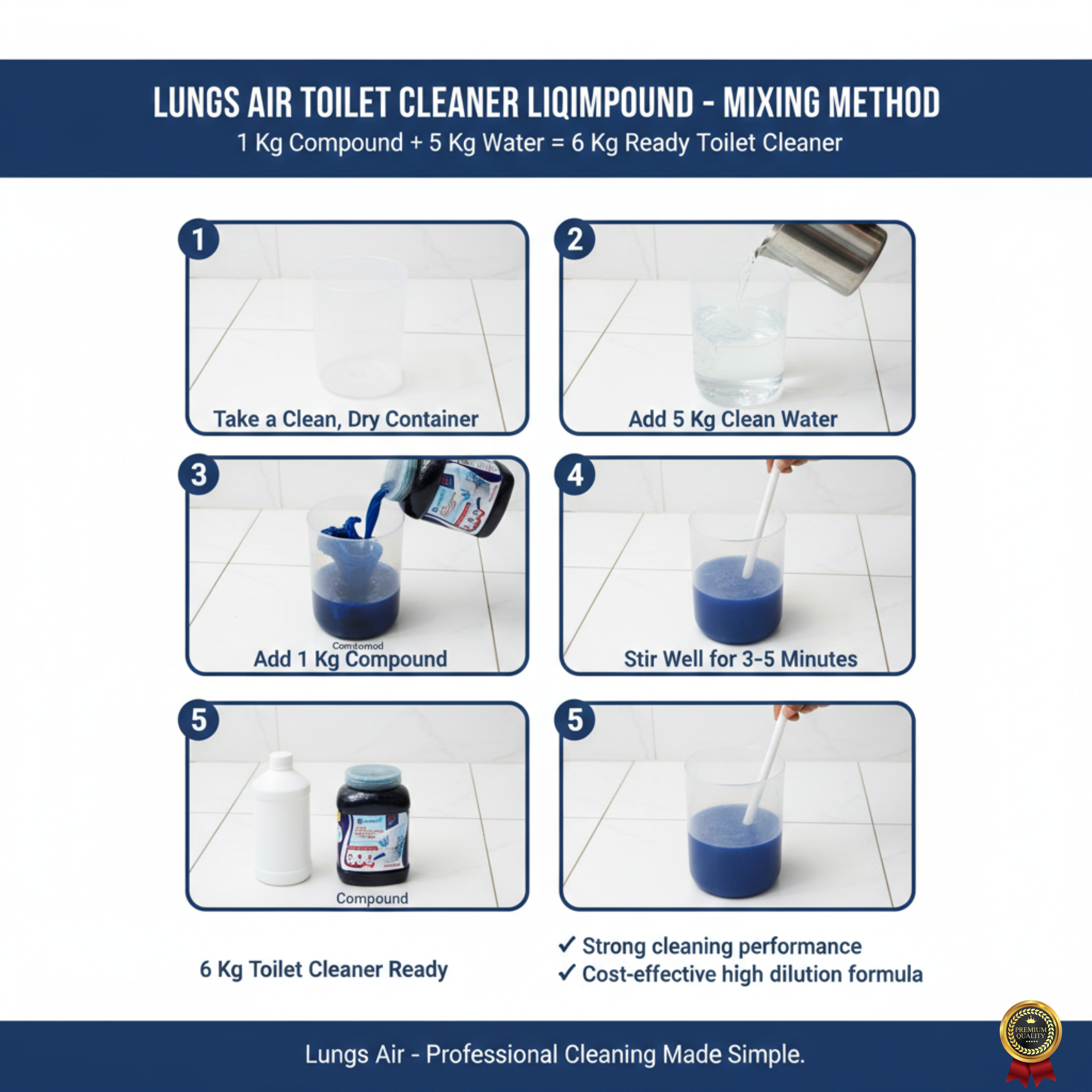 LUNGS AIR Toilet Cleaner Liquid Compound | Blue